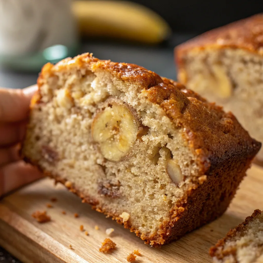 3 Ingredient Banana Bread: The Best Easy Recipe You’ll Ever Make 8 Fluffy and moist slice of 3 ingredient banana bread