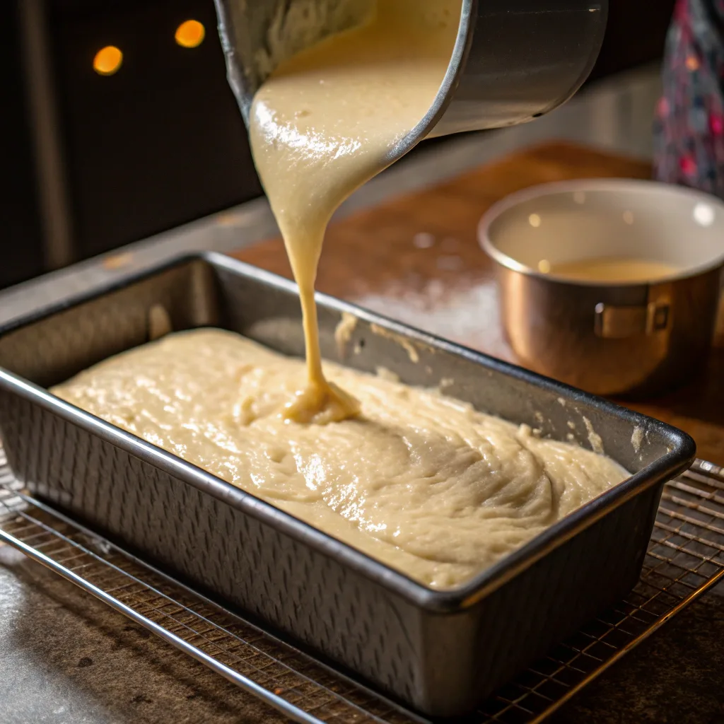 Flourless Banana Bread: The Ultimate Guide to a Healthy, Moist, and Gluten-Free Treat 8 pouring flourless banana bread batter into loaf pan