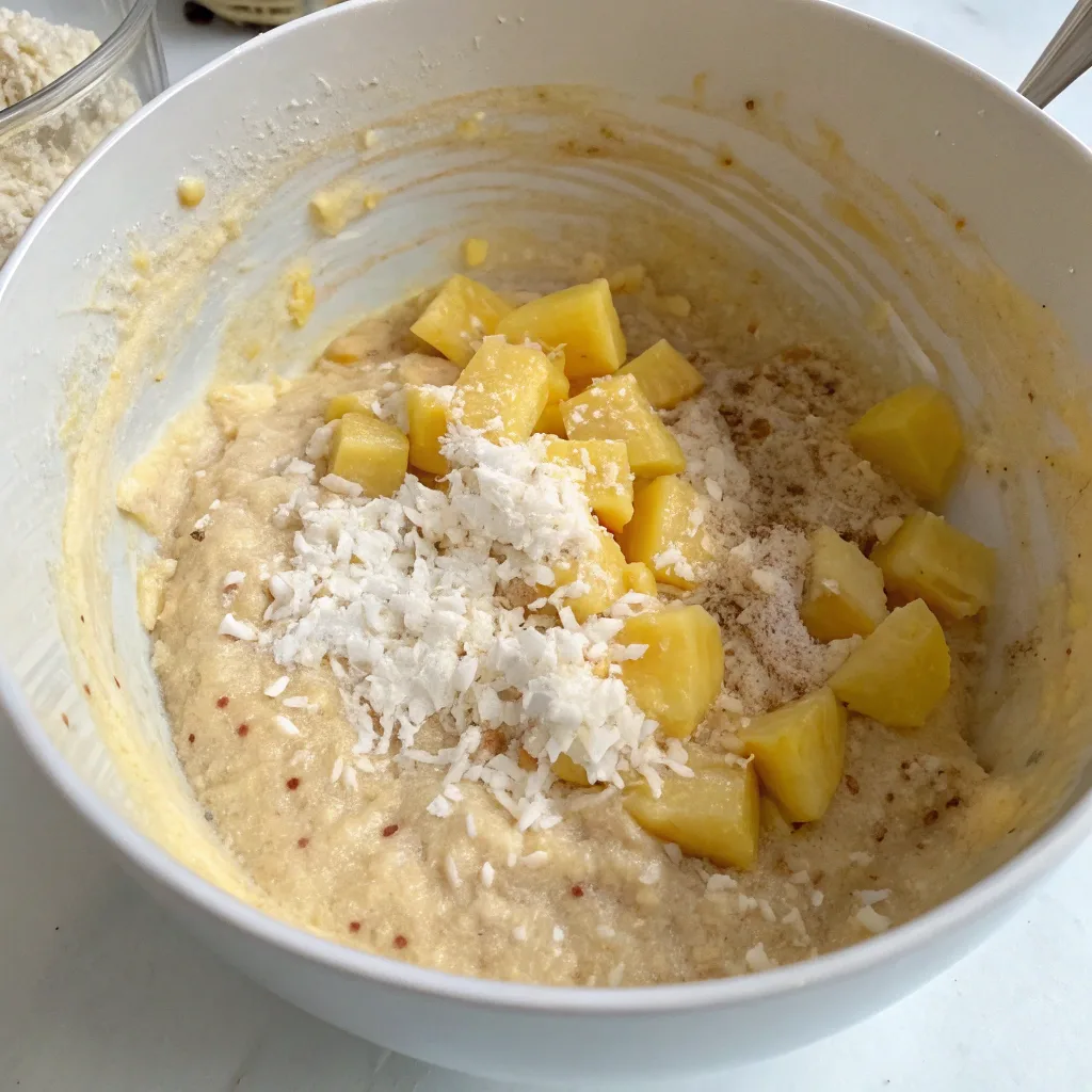 Hawaiian Banana Bread – The Ultimate Tropical Twist to a Classic Favorite 6 Hawaiian banana bread batter with pineapple and coconut