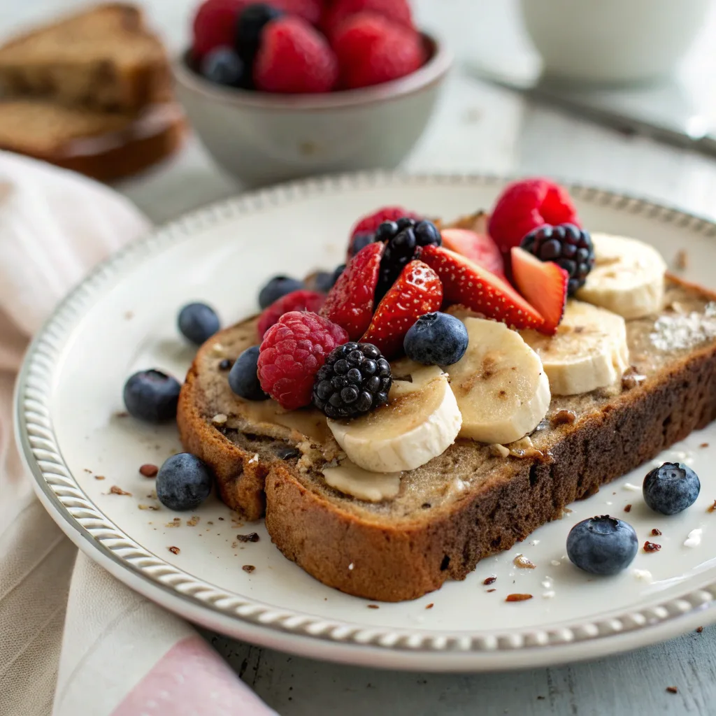 Healthy Yogurt Banana Bread – The Ultimate Moist and Guilt-Free Recipe Guide 9 Slice of healthy yogurt banana bread with toppings