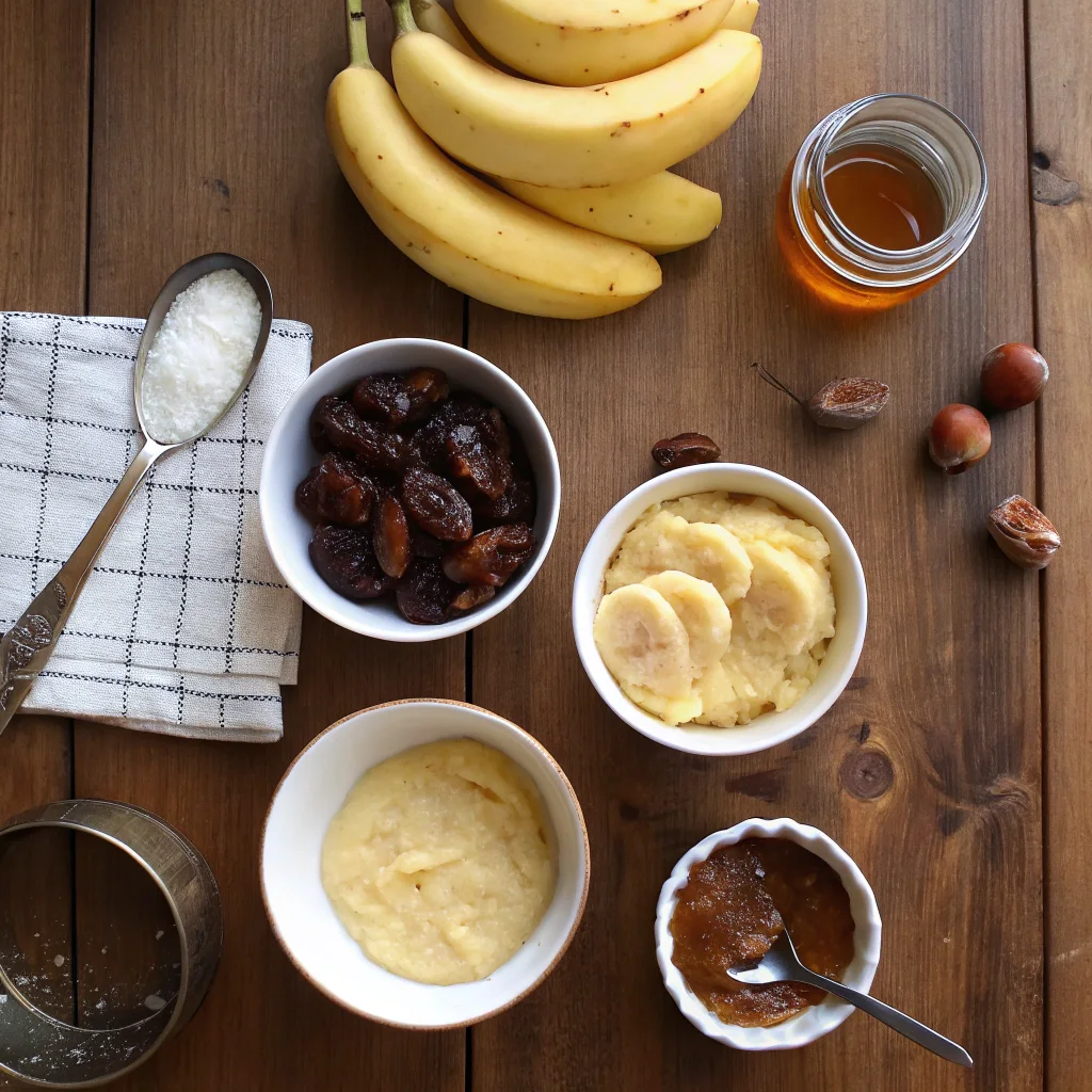 No Sugar Added Banana Bread – The Ultimate Guide to Healthy & Delicious Baking 7 ingredients for no sugar added banana bread on wooden table