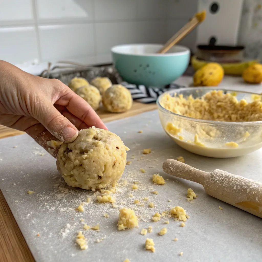 Banana Pudding Cake Pops – The Ultimate Moist Dessert You’ll Crave 7 Rolling banana pudding cake pop dough by hand