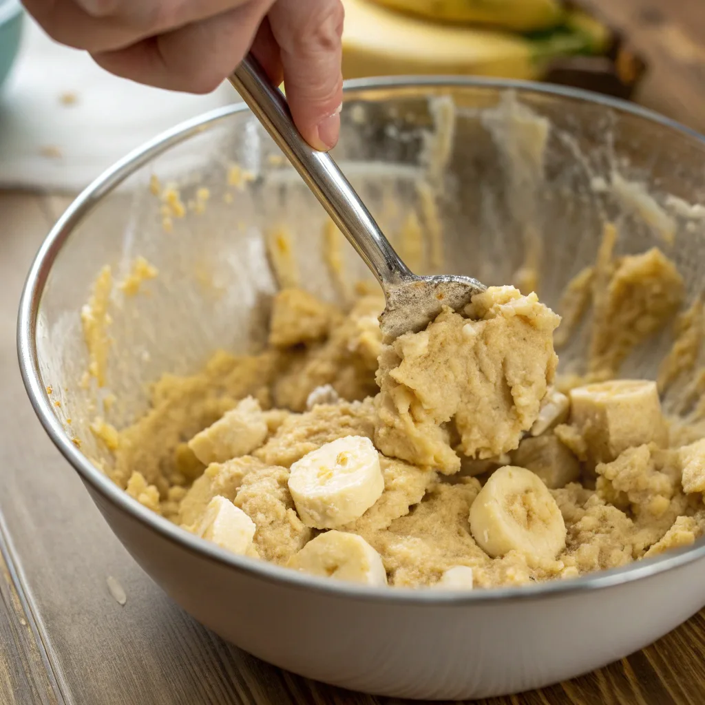 Banana Bread Cookies: The Best Soft & Easy Banana Treat You’ll Bake Again 7 Banana cookie dough in mixing bowl