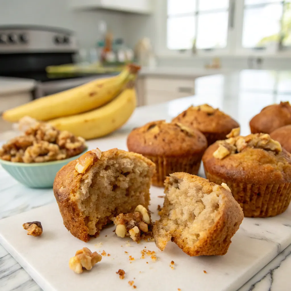 Gluten Free Banana Nut Bread Muffins: The Best Moist & Healthy Recipe Guide 7 inside texture of moist gluten free banana nut bread muffins