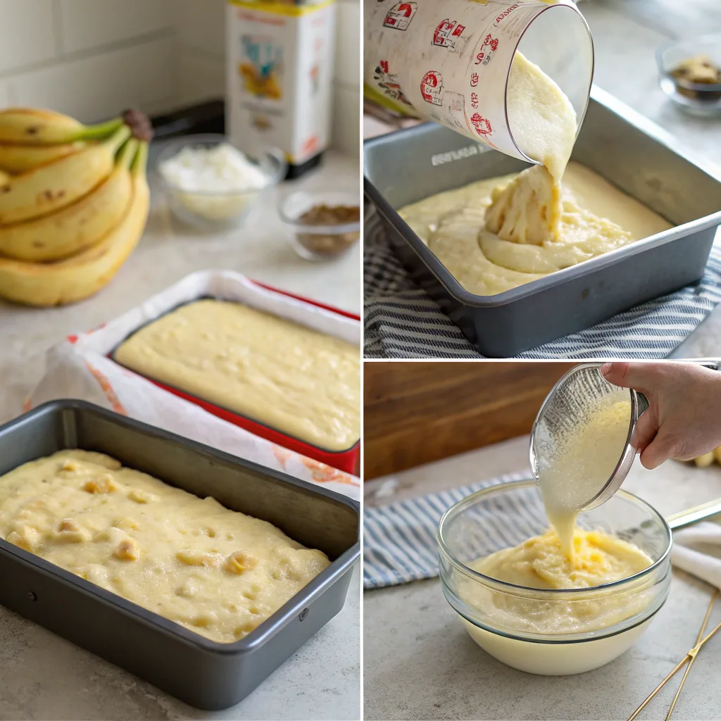 Pineapple Banana Pudding Cake – The Best Moist & Tropical Dessert Fusion You’ll Crave 6 Batter for Pineapple Banana Pudding Cake being poured