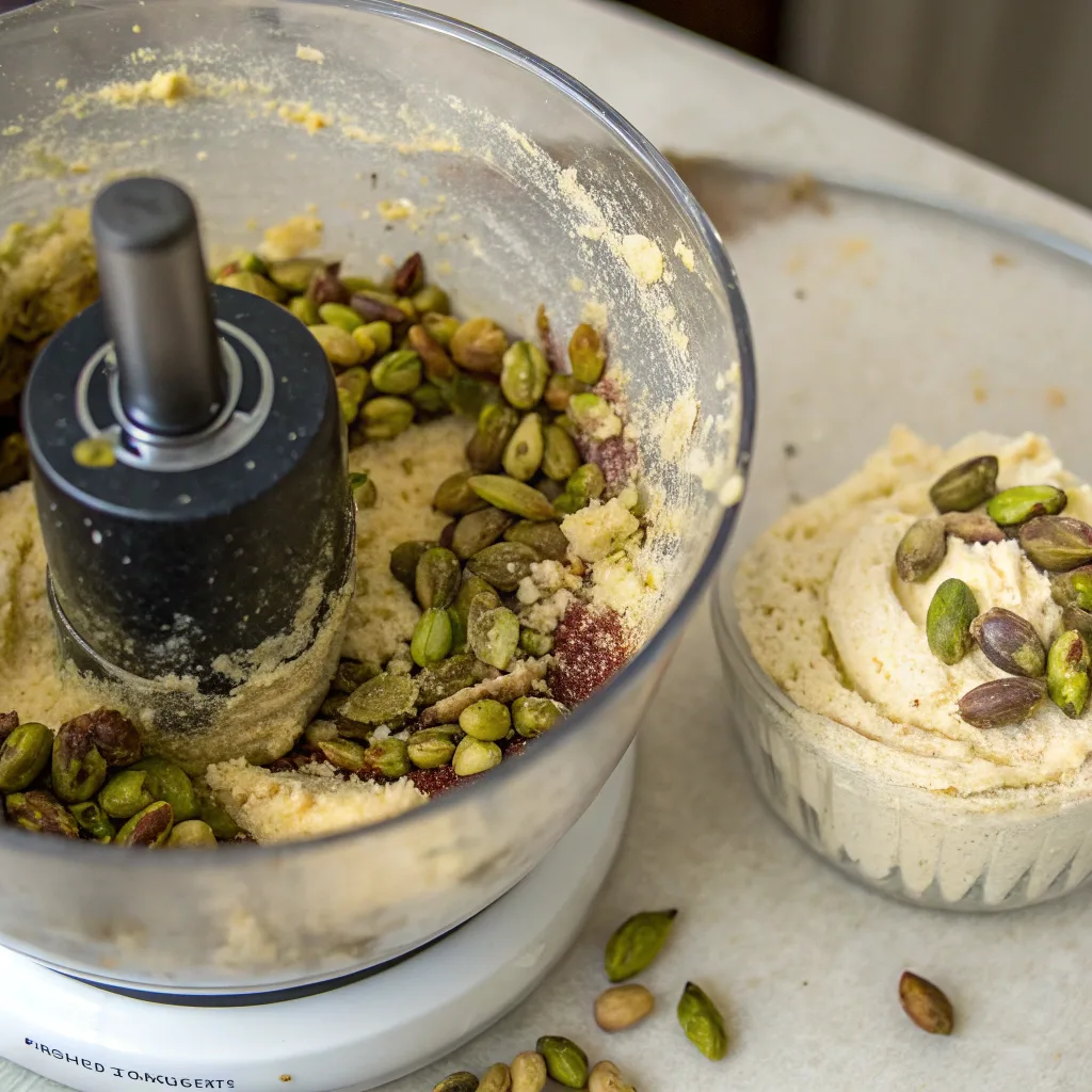 Easy Pistachio Butter Recipe – The Ultimate Homemade Guide for Creamy Goodness 7 pistachios blending in food processor for easy pistachio butter recipe