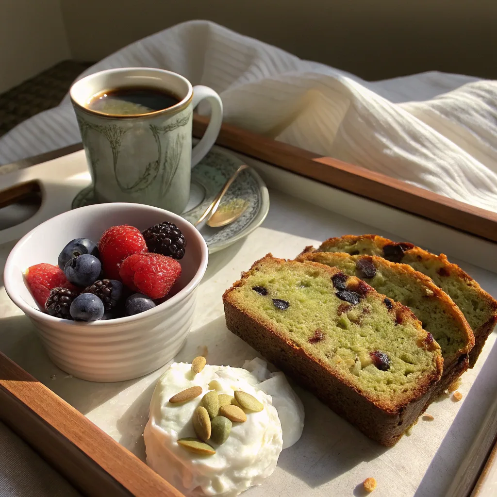 Pistachio Butter Banana Bread: A Moist, Nutty Twist You’ll Crave Again 8 pistachio butter banana bread slice with yogurt and berries