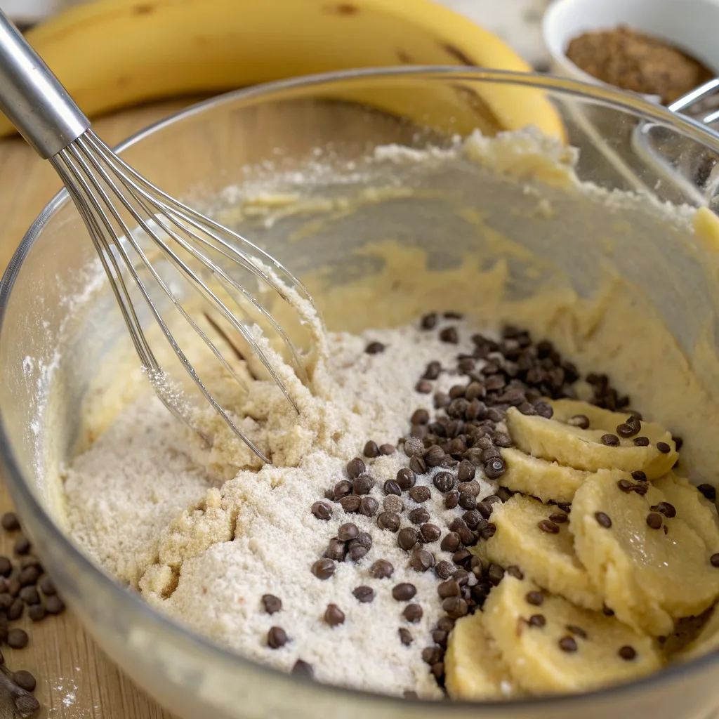 The Best Vanilla Bean Banana Bread Recipe You’ll Ever Make 8 mixing banana bread batter with vanilla bean