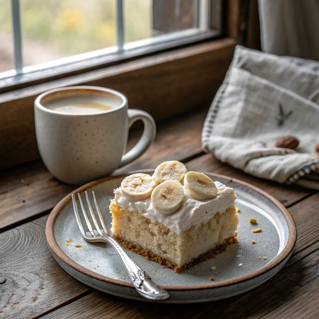 Banana Pudding Tres Leches Cake – The Ultimate Southern Dessert Fusion Guide 9 Banana pudding tres leches cake served with coffee