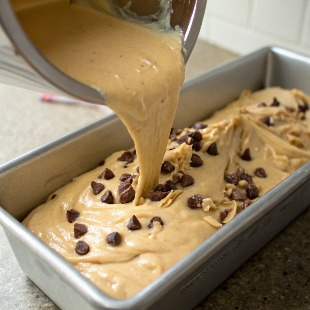 Chocolate Banana Peanut Butter Bread – The Ultimate Moist & Flavorful Loaf Guide 8 Chocolate banana peanut butter bread batter in loaf pan