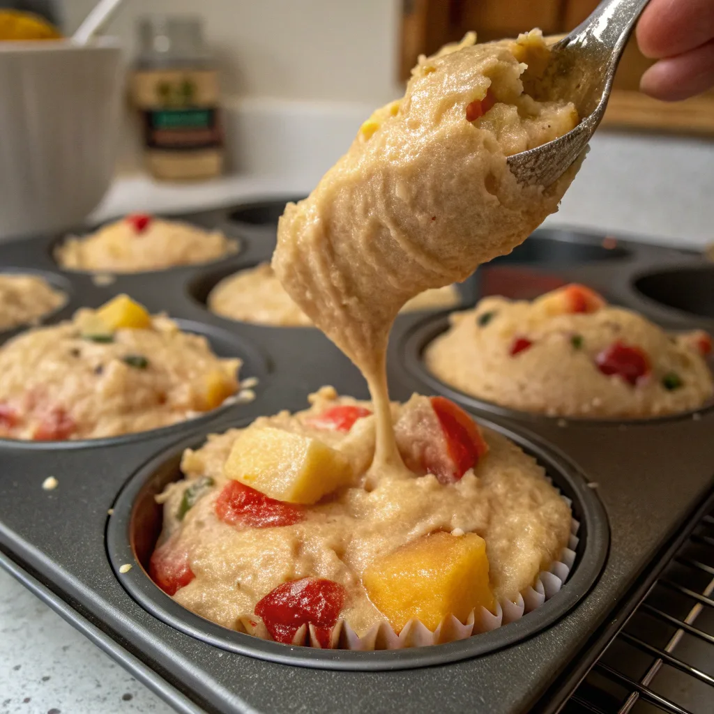 Pineapple Banana Muffins – The Ultimate Tropical Treat You Need to Try 7 Pineapple banana muffin batter being scooped