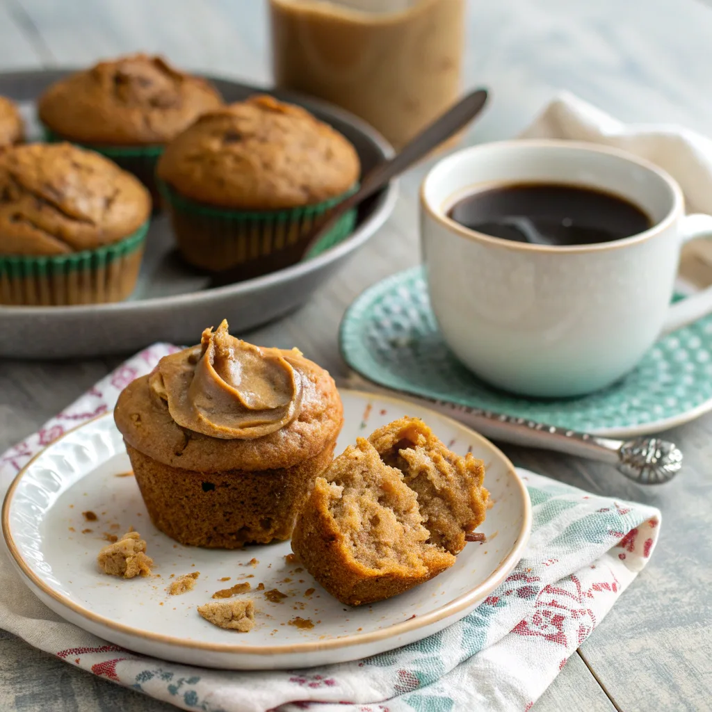 The Ultimate Guide to Pumpkin Banana Muffins: Moist, Healthy & Easy Treats 9 Pumpkin banana muffin with almond butter and coffee