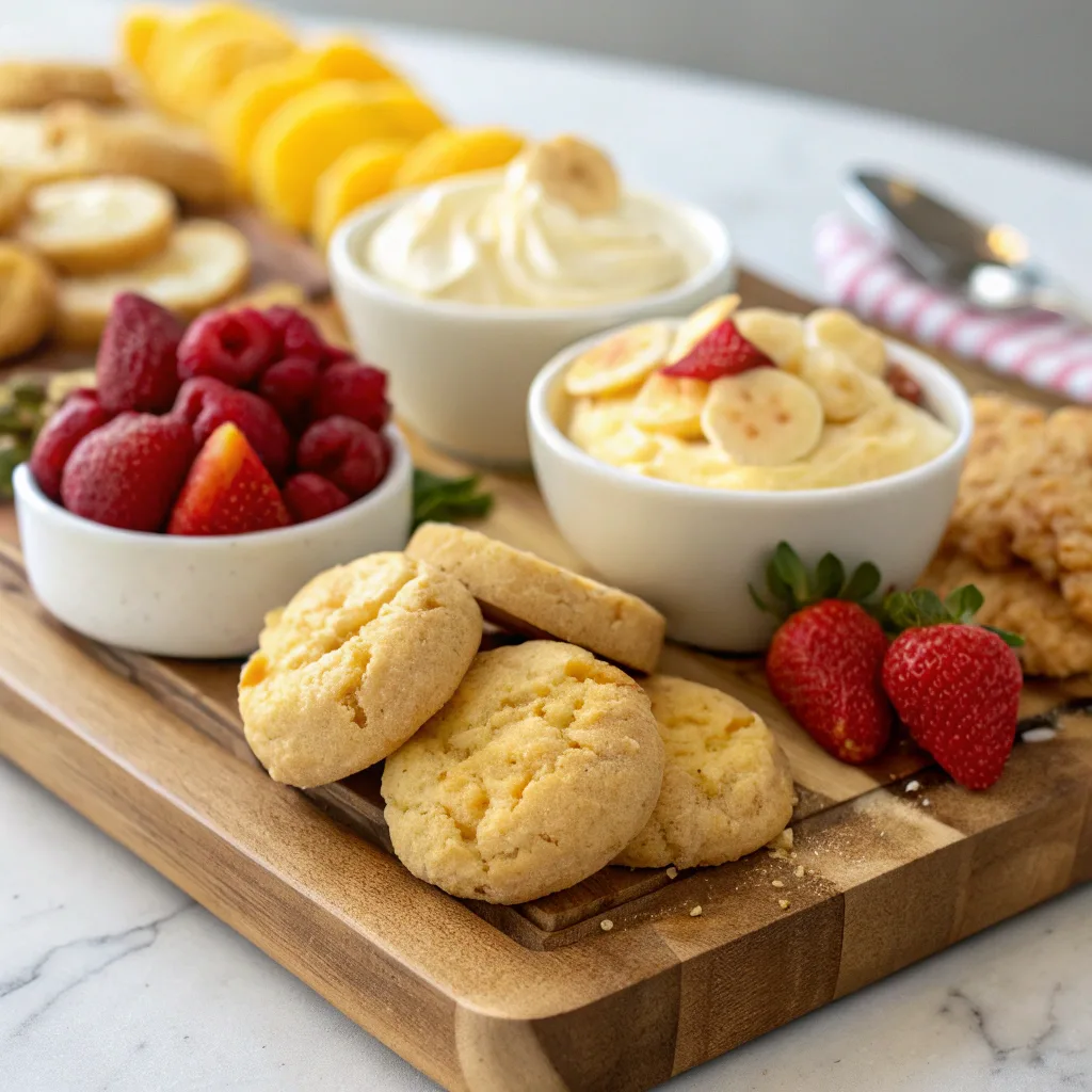 Banana Pudding Cake Mix Cookies – The Ultimate Soft and Moist Cookie Guide 9 Dessert board featuring banana pudding cake mix cookies