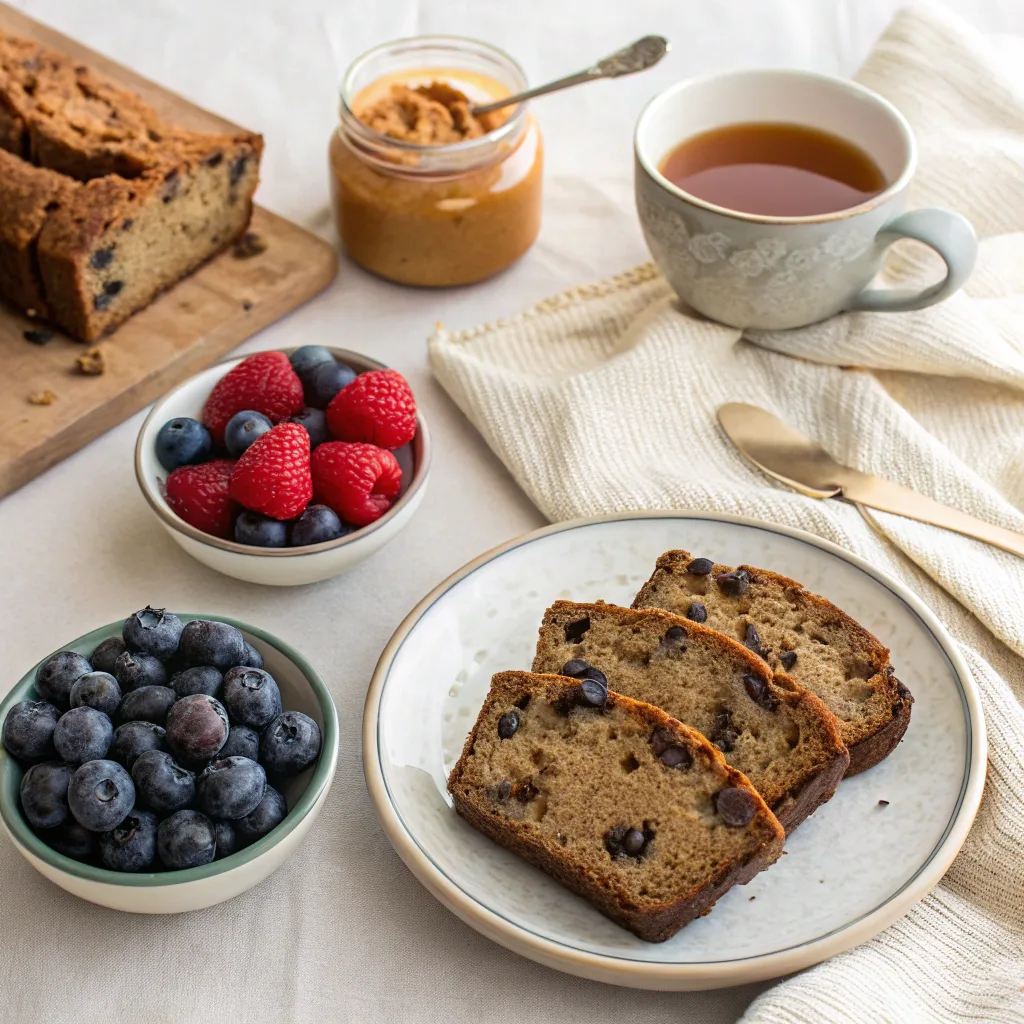 Black Bean Banana Bread – The Ultimate Guide to a Healthy, Protein-Packed Twist 9 Black bean banana bread served for breakfast with berries