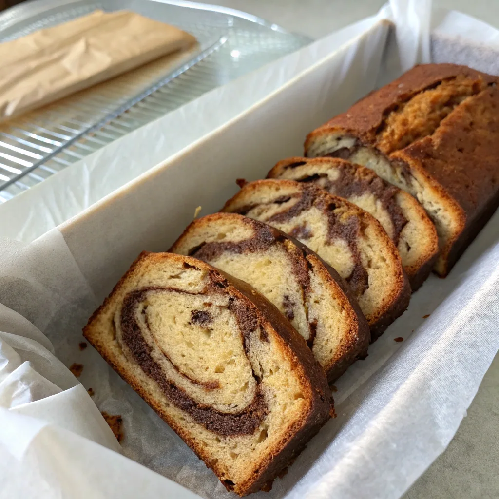 Chocolate Swirl Banana Bread – The Best Moist & Easy Swirled Recipe Ever 9 Stored chocolate banana bread slices