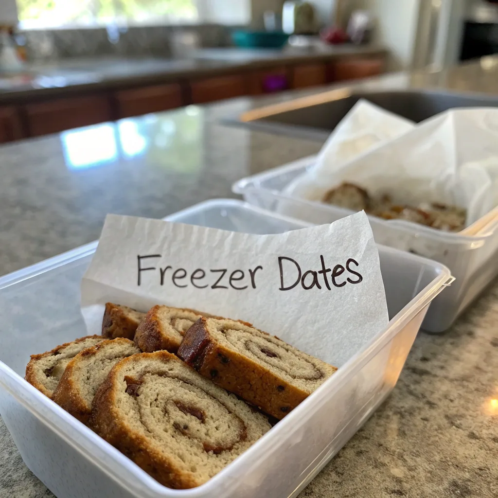 Cinnamon Swirl Banana Bread – The Best Moist & Sweet Treat You’ll Crave 9 wrapped cinnamon swirl banana bread slices ready for freezer storage