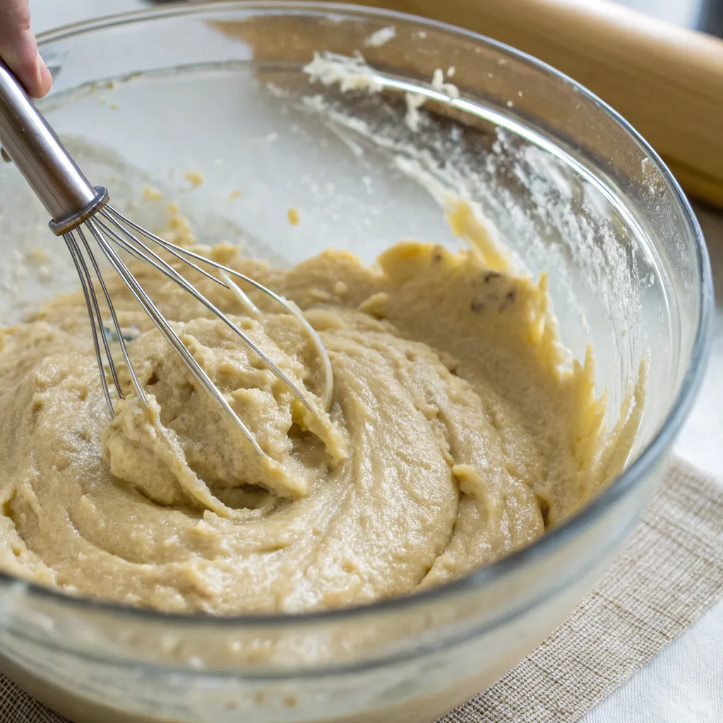 The Ultimate Guide to Vegan Banana Pudding Cake (Moist, Dairy-Free & Irresistible) 7 Eggless banana cake batter in bowl