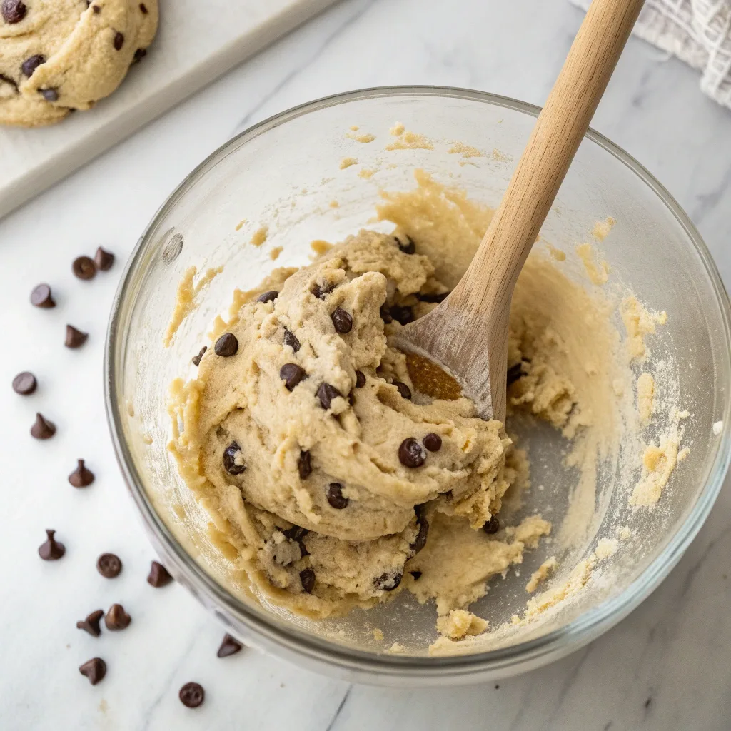 Brown Butter Pumpkin Chocolate Chip Cookies: The Best Chewy Fall Treat You’ll Ever Bake 7 Mixing brown butter pumpkin cookie dough with chocolate chips
