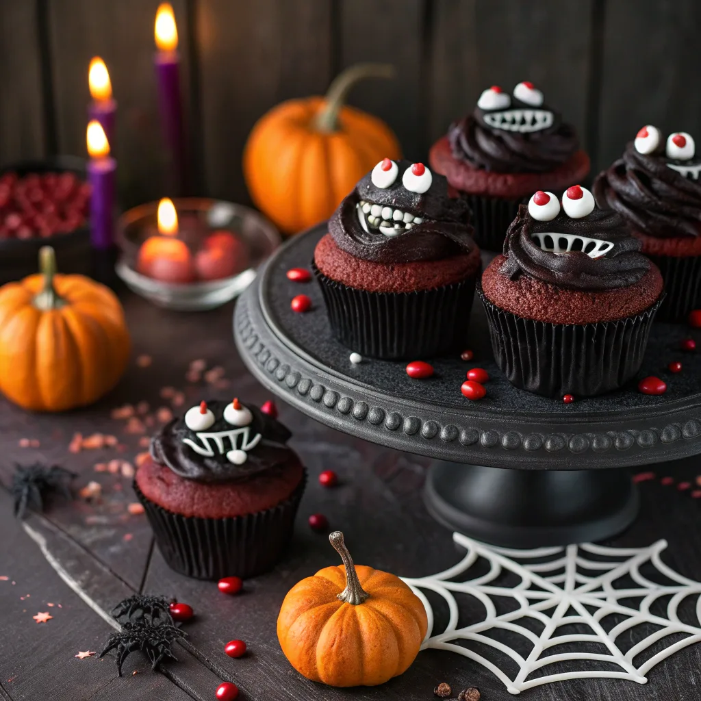 Halloween Red Velvet Cupcakes – The Best Spooky Dessert for Your Party Table 9 Halloween dessert table with red velvet cupcakes